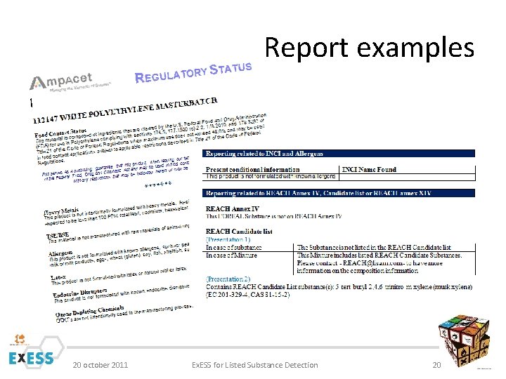 Report examples 20 october 2011 Ex. ESS for Listed Substance Detection 20 