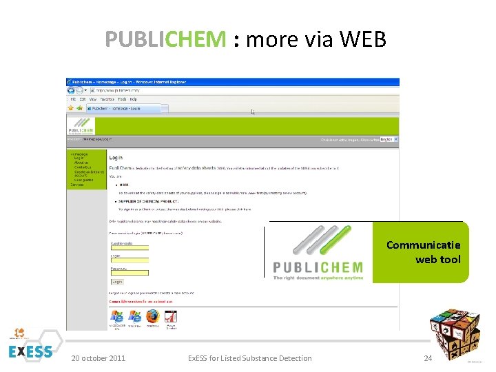 PUBLICHEM : more via WEB Communicatie web tool 20 october 2011 Ex. ESS for