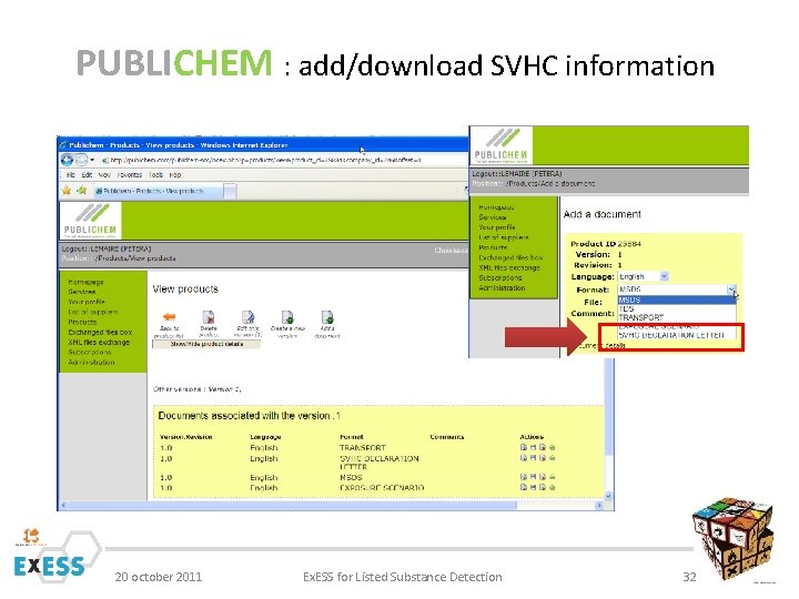 PUBLICHEM : add/download SVHC information 20 october 2011 Ex. ESS for Listed Substance Detection