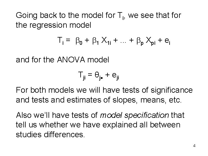 Going back to the model for Ti, we see that for the regression model