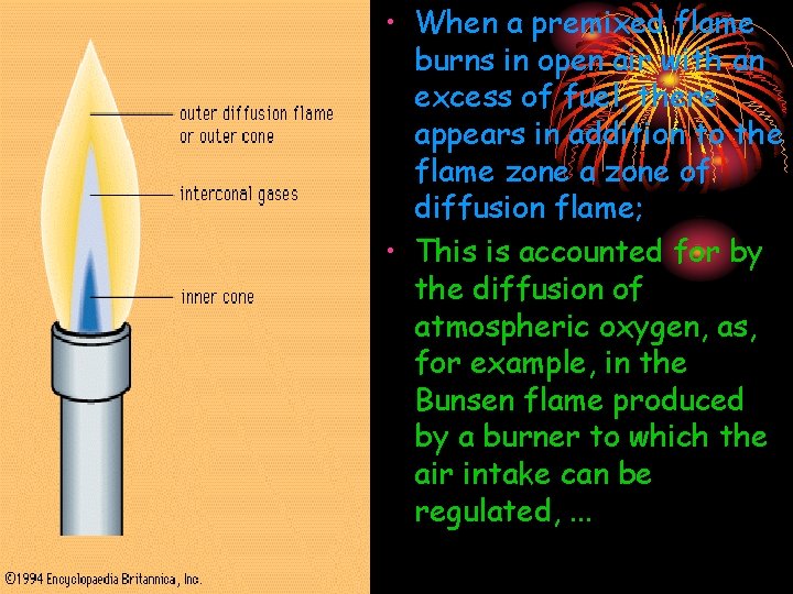  • When a premixed flame burns in open air with an excess of