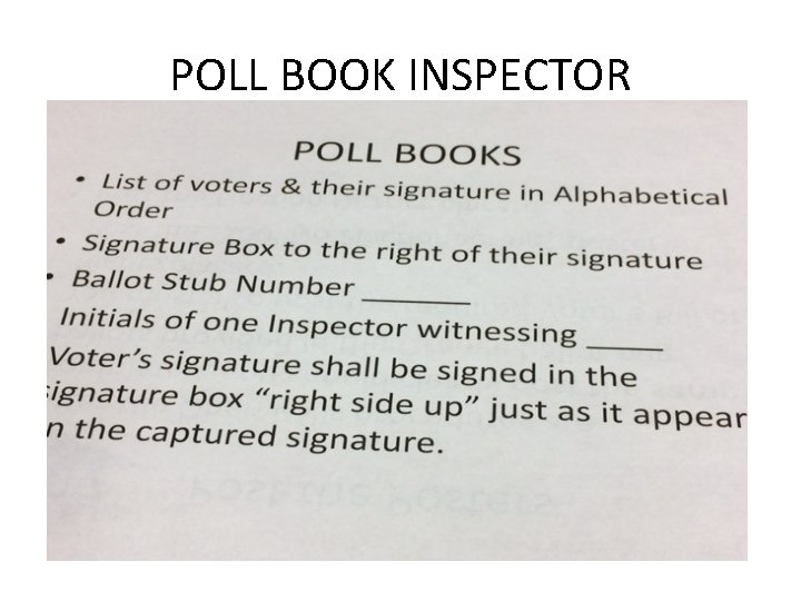 POLL BOOK INSPECTOR 