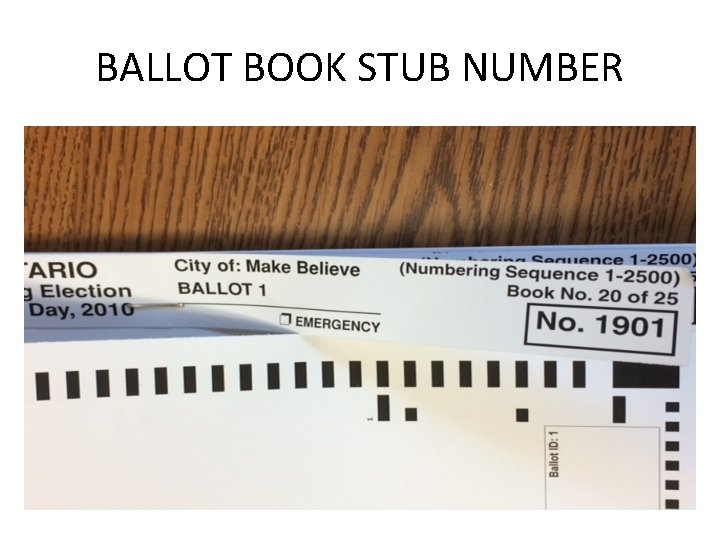 BALLOT BOOK STUB NUMBER 