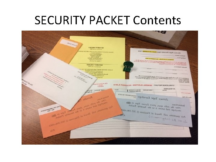 SECURITY PACKET Contents 