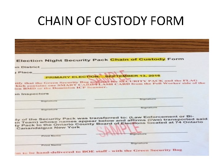 CHAIN OF CUSTODY FORM 