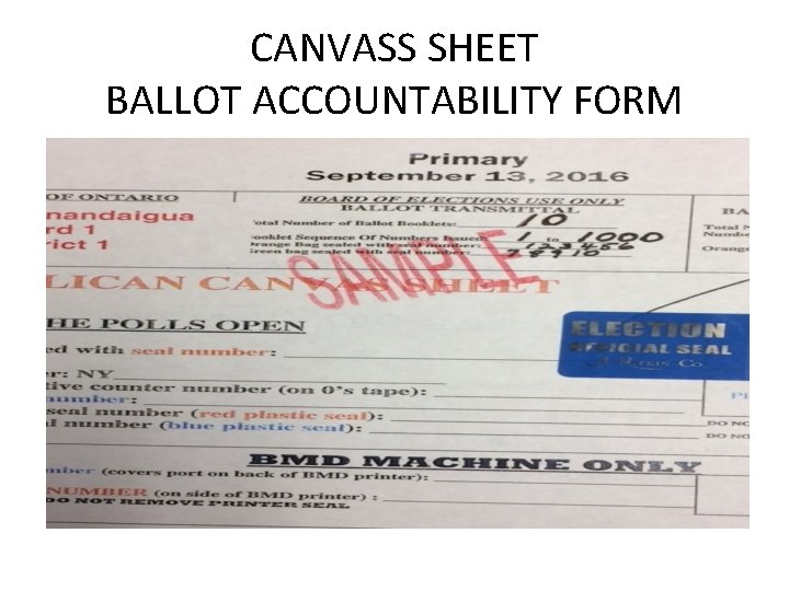 CANVASS SHEET BALLOT ACCOUNTABILITY FORM 