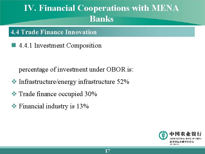 IV. Financial Cooperations with MENA Banks 4. 4 Trade Finance Innovation n 4. 4.