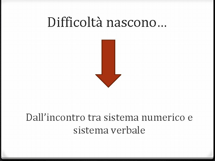 Difficoltà nascono… Dall’incontro tra sistema numerico e sistema verbale 