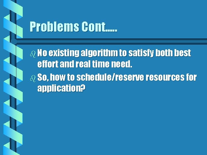 Problems Cont. . . b No existing algorithm to satisfy both best effort and