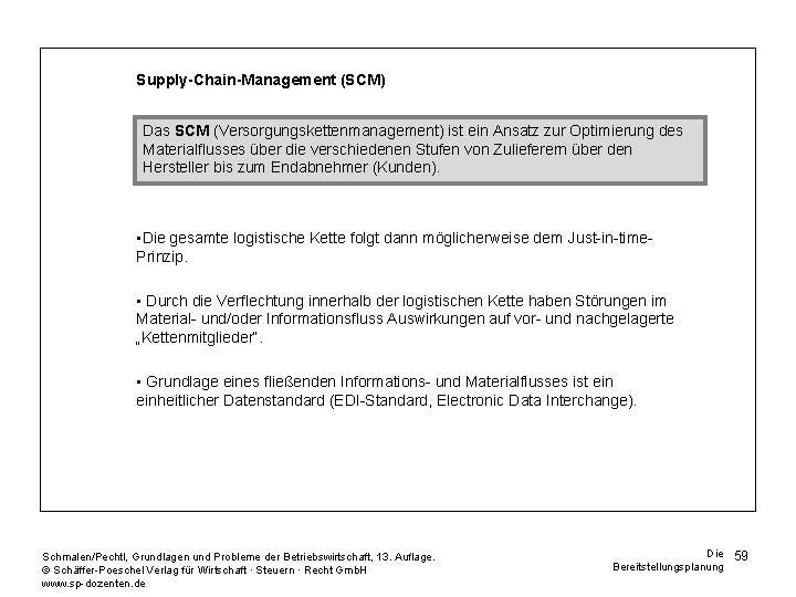 Supply-Chain-Management (SCM) Das SCM (Versorgungskettenmanagement) ist ein Ansatz zur Optimierung des Materialflusses über die