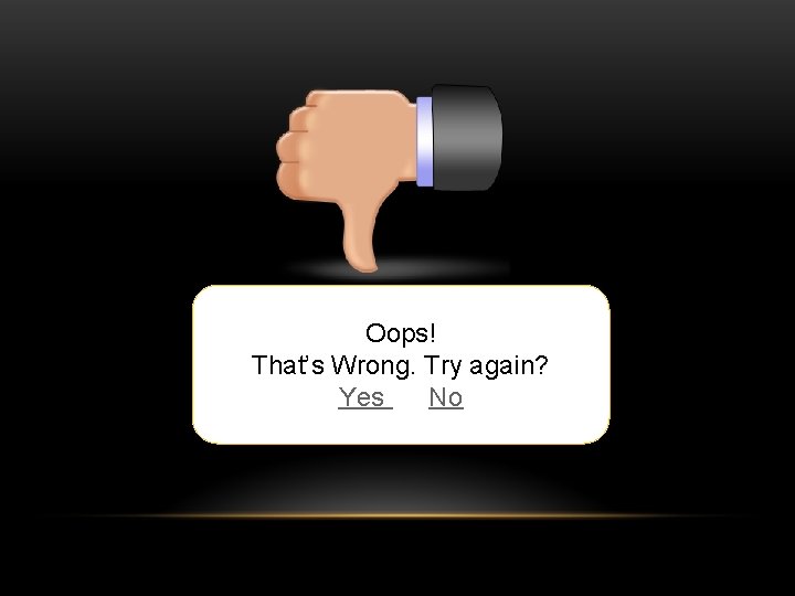 Oops! That’s Wrong. Try again? Yes No 