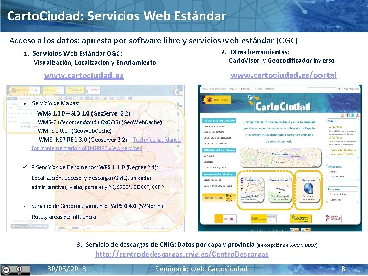Carto. Ciudad: Servicios Web Estándar Acceso a los datos: apuesta por software libre y