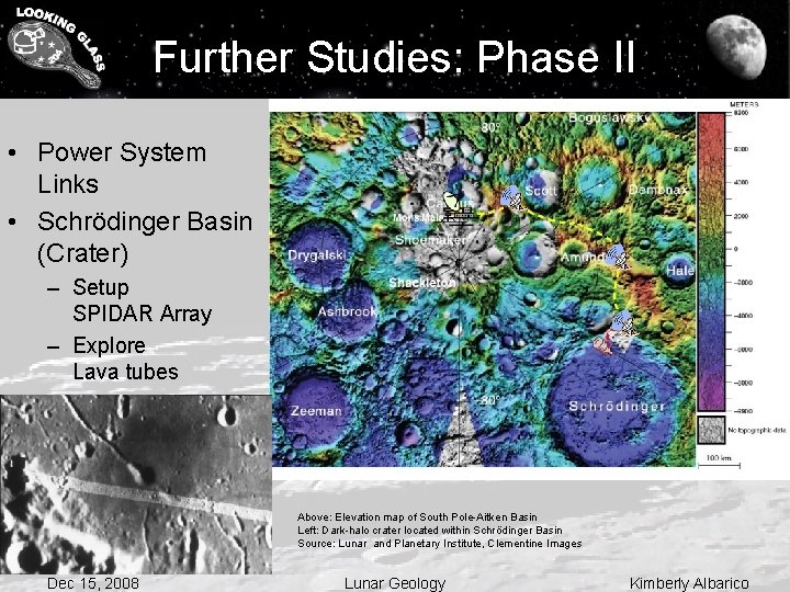 Further Studies: Phase II • Power System Links • Schrödinger Basin (Crater) – Setup