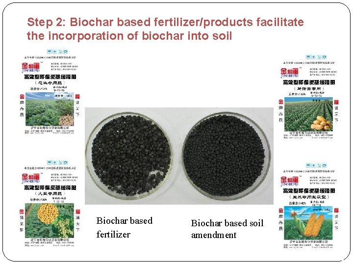 Step 2: Biochar based fertilizer/products facilitate the incorporation of biochar into soil Biochar based