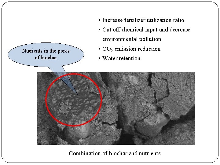  • Increase fertilizer utilization ratio • Cut off chemical input and decrease environmental