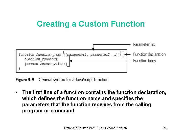 Creating a Custom Function • The first line of a function contains the function Creating a Custom Function • The first line of a function contains the function