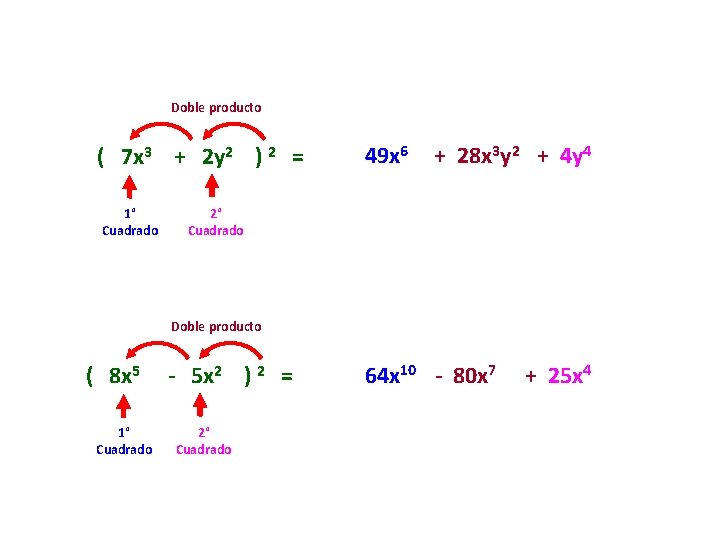 Doble producto ( 7 x 3 + 2 y 2 ) 2 = 1°