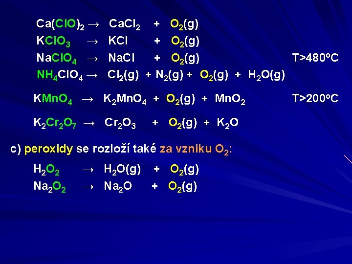 Ca(Cl. O)2 → KCl. O 3 → Na. Cl. O 4 → NH 4