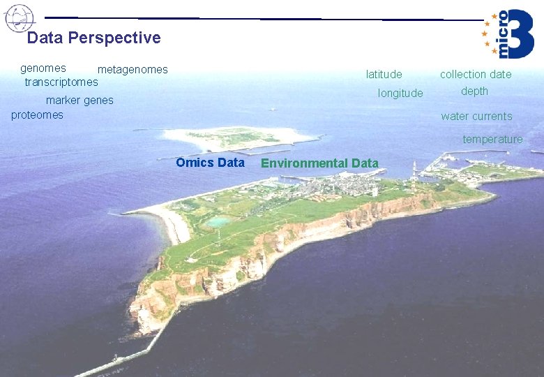 Data Perspective genomes metagenomes transcriptomes latitude longitude marker genes proteomes collection date depth water Data Perspective genomes metagenomes transcriptomes latitude longitude marker genes proteomes collection date depth water
