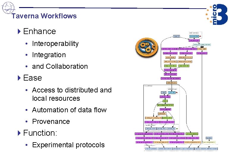 Taverna Workflows 4 Enhance • Interoperability • Integration • and Collaboration 4 Ease • Taverna Workflows 4 Enhance • Interoperability • Integration • and Collaboration 4 Ease •