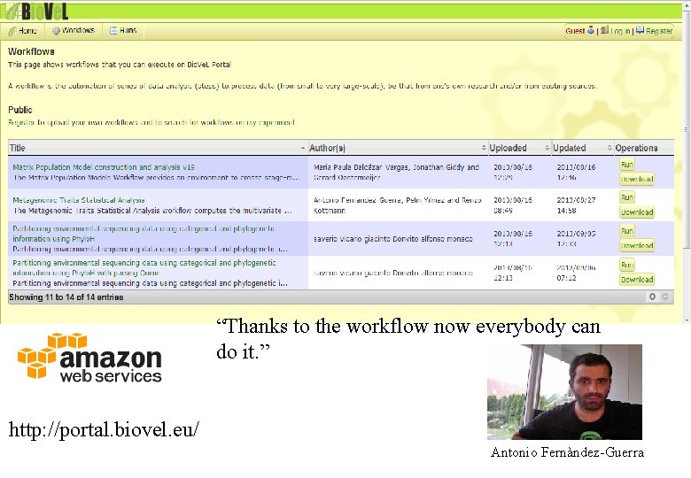 “Thanks to the workflow now everybody can do it. ” http: //portal. biovel. eu/ “Thanks to the workflow now everybody can do it. ” http: //portal. biovel. eu/
