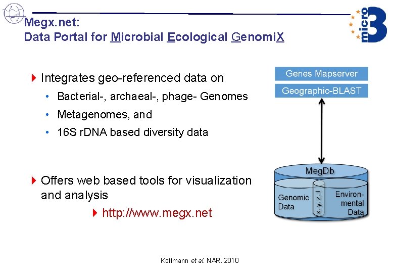 Megx. net: Data Portal for Microbial Ecological Genomi. X 4 Integrates geo-referenced data on Megx. net: Data Portal for Microbial Ecological Genomi. X 4 Integrates geo-referenced data on