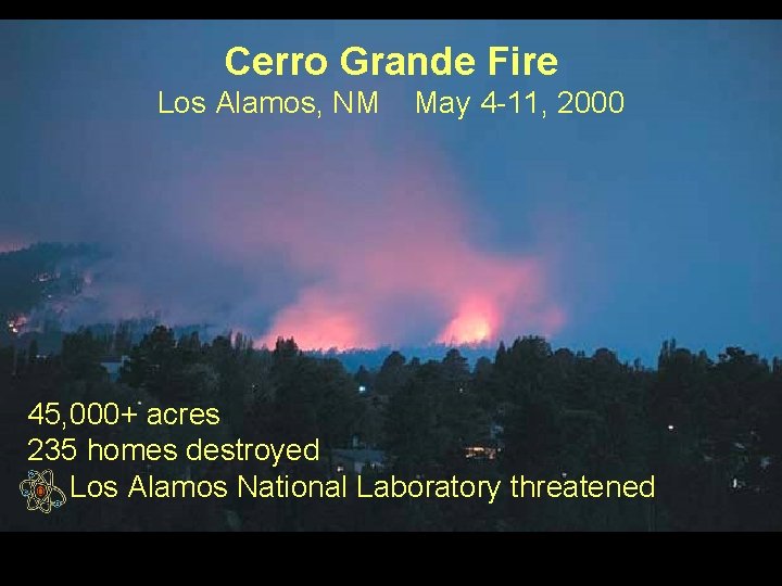 Cerro Grande Fire Los Alamos, NM May 4 -11, 2000 45, 000+ acres 235