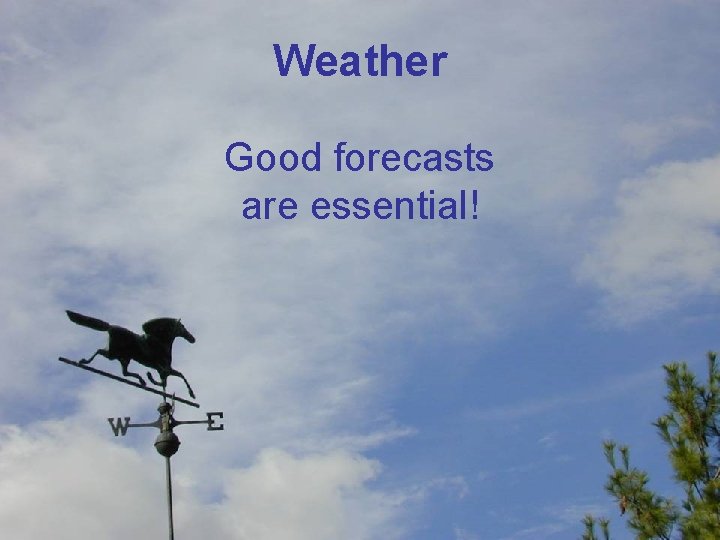 Weather Good forecasts are essential! 