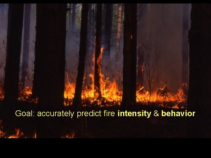 Goal: accurately predict fire intensity & behavior 