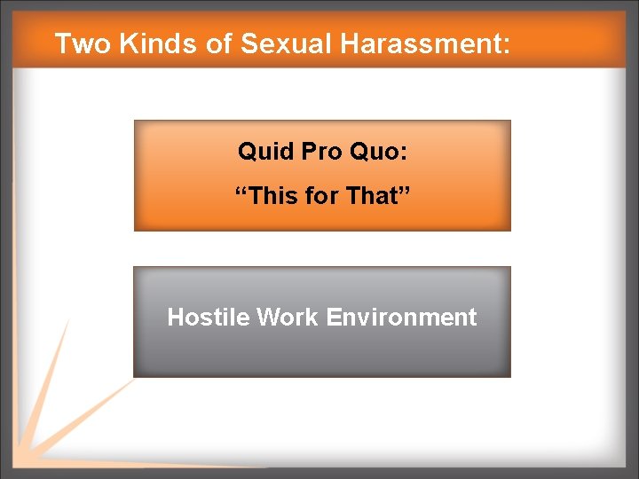 Two Kinds of Sexual Harassment: Quid Pro Quo: “This for That” Hostile Work Environment