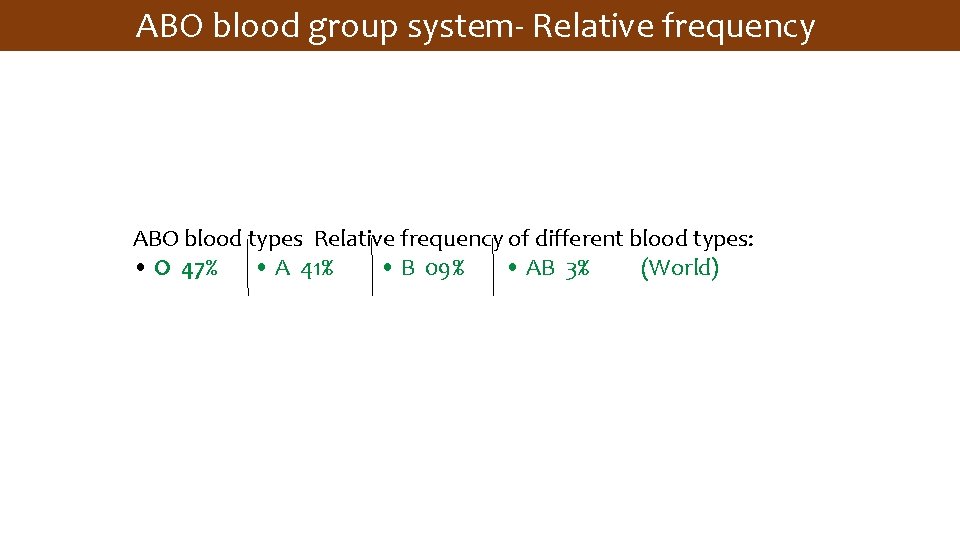 ABO blood group system- Relative frequency ABO blood types Relative frequency of different blood