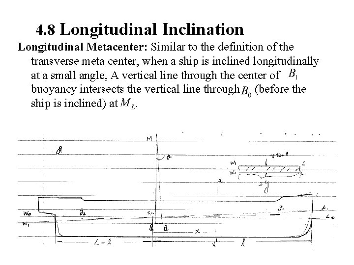 4. 8 Longitudinal Inclination Longitudinal Metacenter: Similar to the definition of the transverse meta