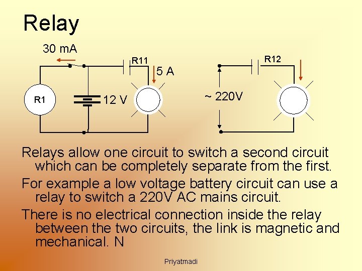Relay 30 m. A R 11 R 12 5 A ~ 220 V 12