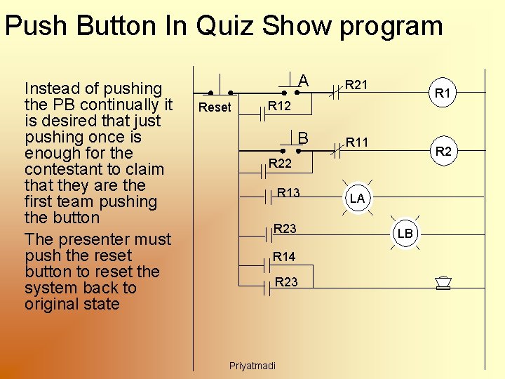 Push Button In Quiz Show program Instead of pushing the PB continually it is