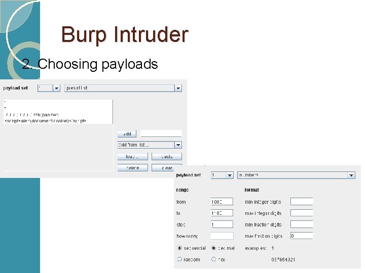 Burp Intruder 2. Choosing payloads 