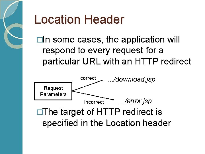 Location Header �In some cases, the application will respond to every request for a