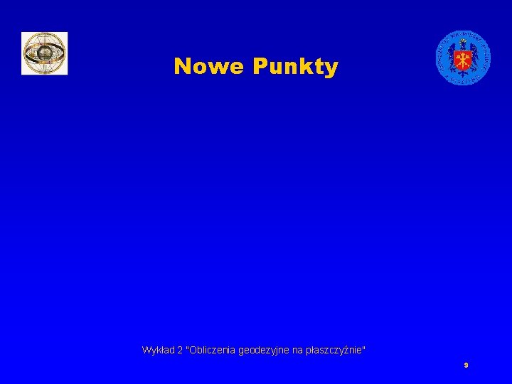 Nowe Punkty Wykład 2 "Obliczenia geodezyjne na płaszczyźnie" 9 