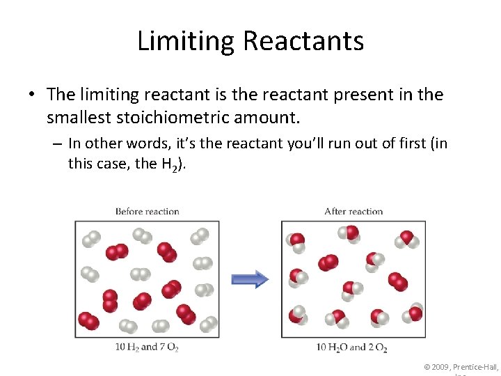 Limiting Reactants • The limiting reactant is the reactant present in the smallest stoichiometric