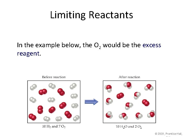 Limiting Reactants In the example below, the O 2 would be the excess reagent.