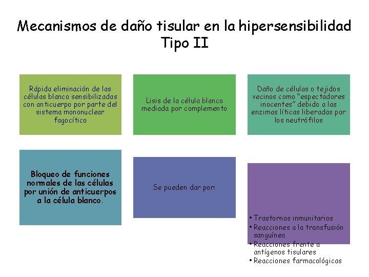 Mecanismos de daño tisular en la hipersensibilidad Tipo II Rápida eliminación de las células