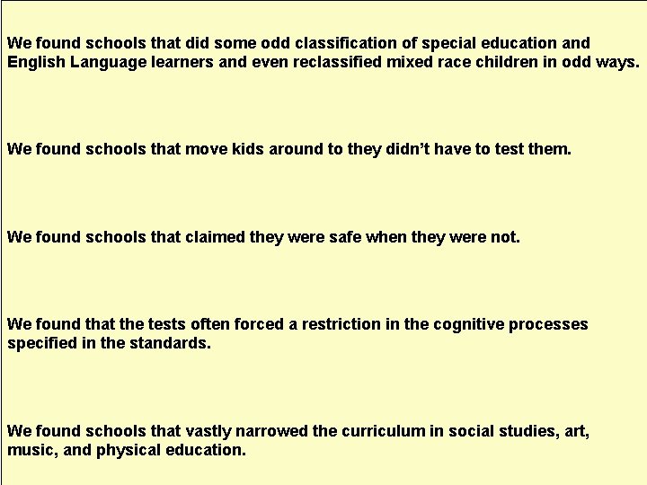 We found schools that did some odd classification of special education and English Language