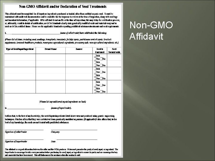 Non-GMO Affidavit 