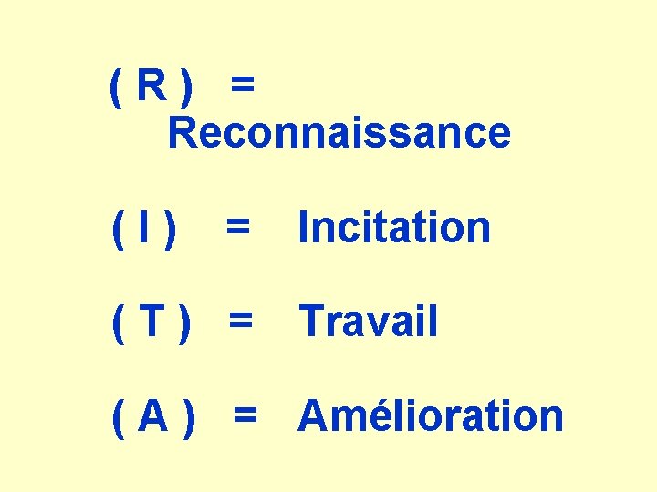  ( R ) = Reconnaissance ( I ) = Incitation ( T )