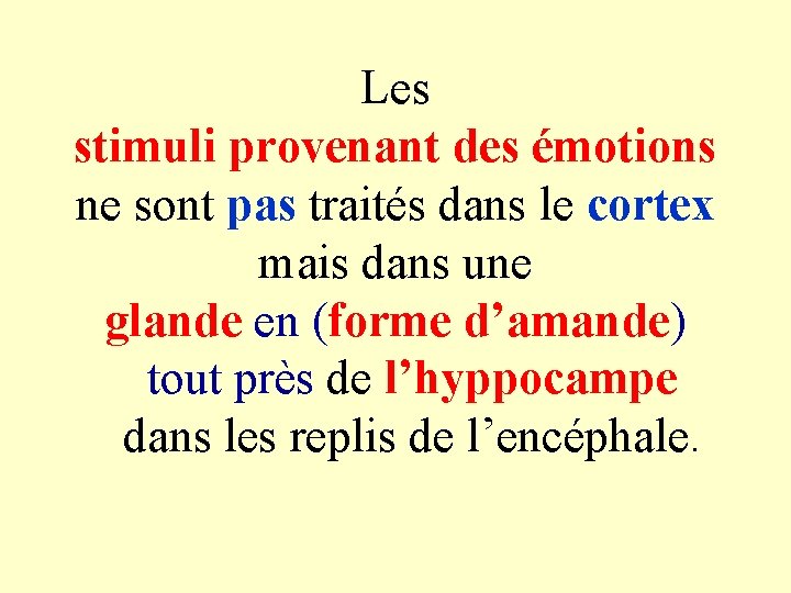 Les stimuli provenant des émotions ne sont pas traités dans le cortex mais dans