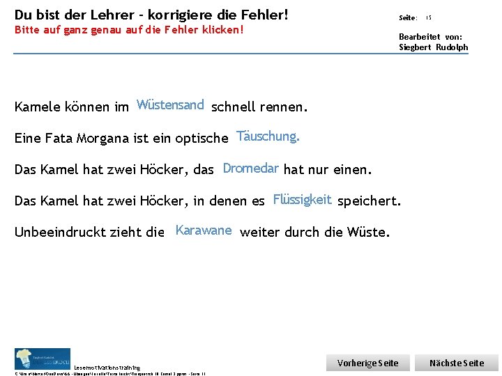 Du bist der Lehrer – korrigiere die Fehler! Übungsart: Bitte auf ganz genau auf