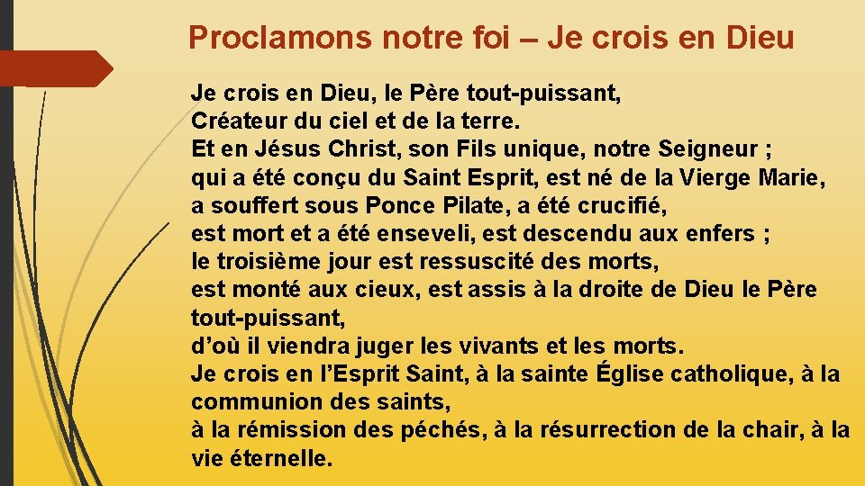 Proclamons notre foi – Je crois en Dieu, le Père tout-puissant, Créateur du ciel