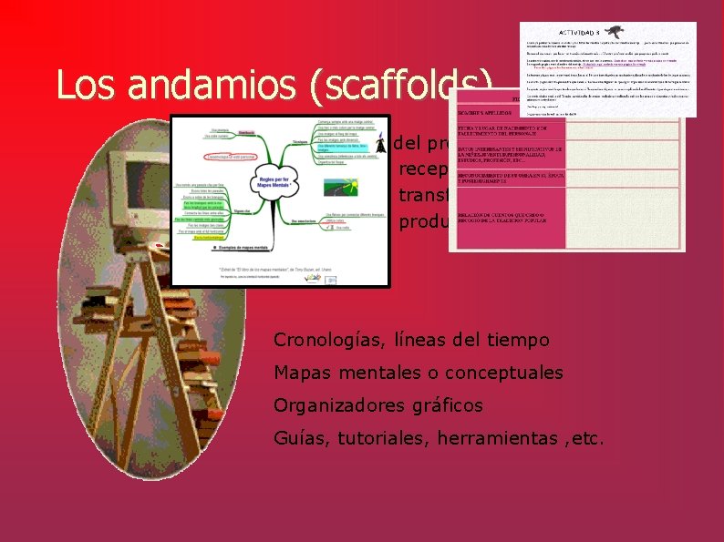 Los andamios (scaffolds) Según el momento del proceso. . . 1. De la recepción