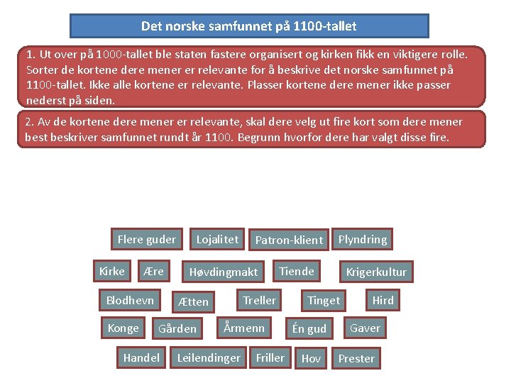Det norske samfunnet på 1100 -tallet 1. Ut over på 1000 -tallet ble staten