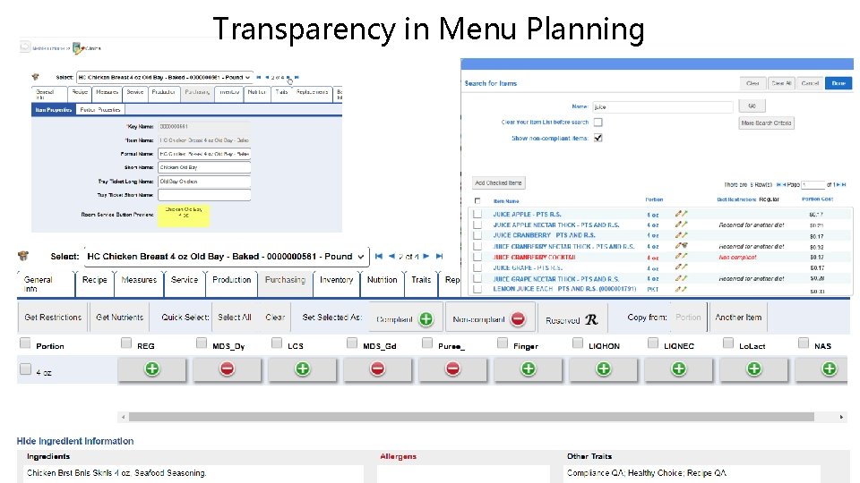 Transparency in Menu Planning 16 | CBORD 2018 User Group Conference | Presentation 