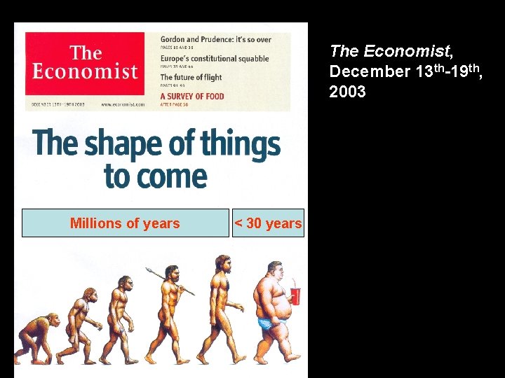 The Economist, December 13 th-19 th, 2003 Millions of years < 30 years 